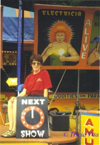 Tricia Vita at the Wayne County Fair, 2001. Electricia Banner by Johnny Meah. Photo © Tricia Vita Tricia Vita at the Wayne County Fair, 2001. Electricia Banner by Johnny Meah. Photo © Tricia Vita