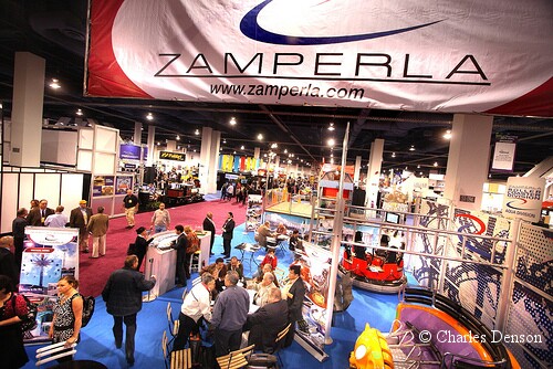 Ride manufacturer Zamperla's booth at the IAAPA Attractions Expo 2009 in Las Vegas. Photo © Charles Denson