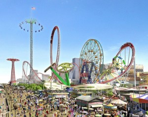 The Tower Swing Ride Was Prominently Featured in the CIDC's November 2007 Renderings of the new Coney Island Amusement Park The Tower Swing Ride Was Prominently Featured in the CIDC's November 2007 Renderings of the new Coney Island Amusement Park