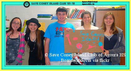 Save Coney Island Club of Agoura High School, Agoura Hills, California- 2009-2010. Photo © Boardwalklover via flickr