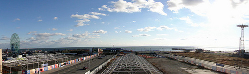 Tent Frames from Summer 2009's Failed Flea By The Sea. Thor Equities Vacant Lots at Stillwell in Coney Island.  December 11, 2010. Photo © Jim McDonnell via smugmug