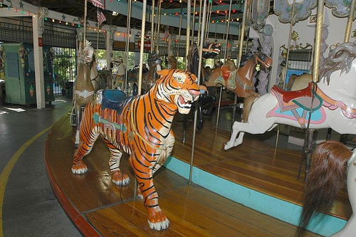 Forest Park Carousel Tiger. Courtesy of the Parks Department Photo Archive carousel tiger