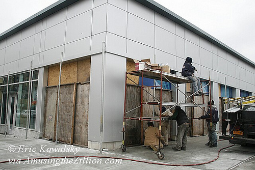 Boarding up Building