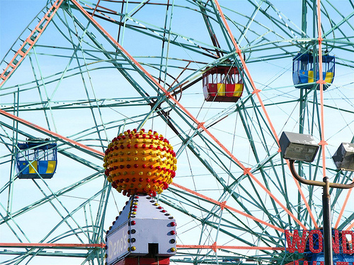 The Wonder Wheel Cars Were Put Back on the Wheel on Saturday..March 17, 2013. Photo © Bruce Handy via Coney Island Photo Diary