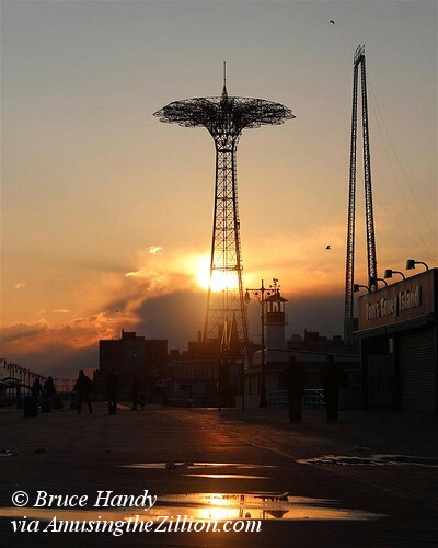 Coney Island Sunset with Parachute Jump and Skycoaster