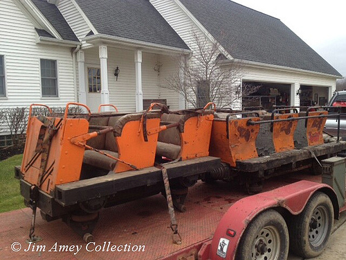 Wildcat roller coaster car on left, Jackrabbit car on right