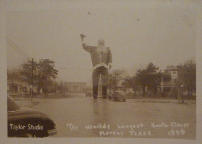 Real Photo Post Card of The Worlds Largest Santa Clause Kerens, Texas 1949 Taylor Studio . From the Collection of Ed Williams